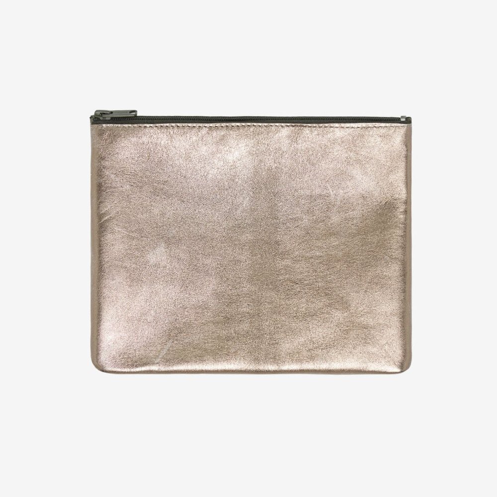 clutch bag silver grey leather bag with zipper